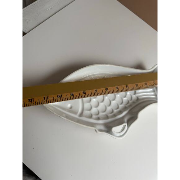 Ceramic White Fish Bowl | Wall Hanging Mold | Nautical Coastal Decor | 11" Fish - Picture 7 of 7